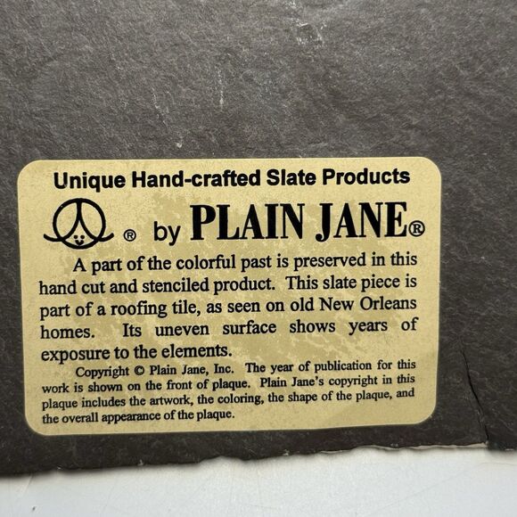 Vintage 1999 Plain Jane Mountain Home Scene Slate Hanging Plaque Decor - Picture 7 of 10